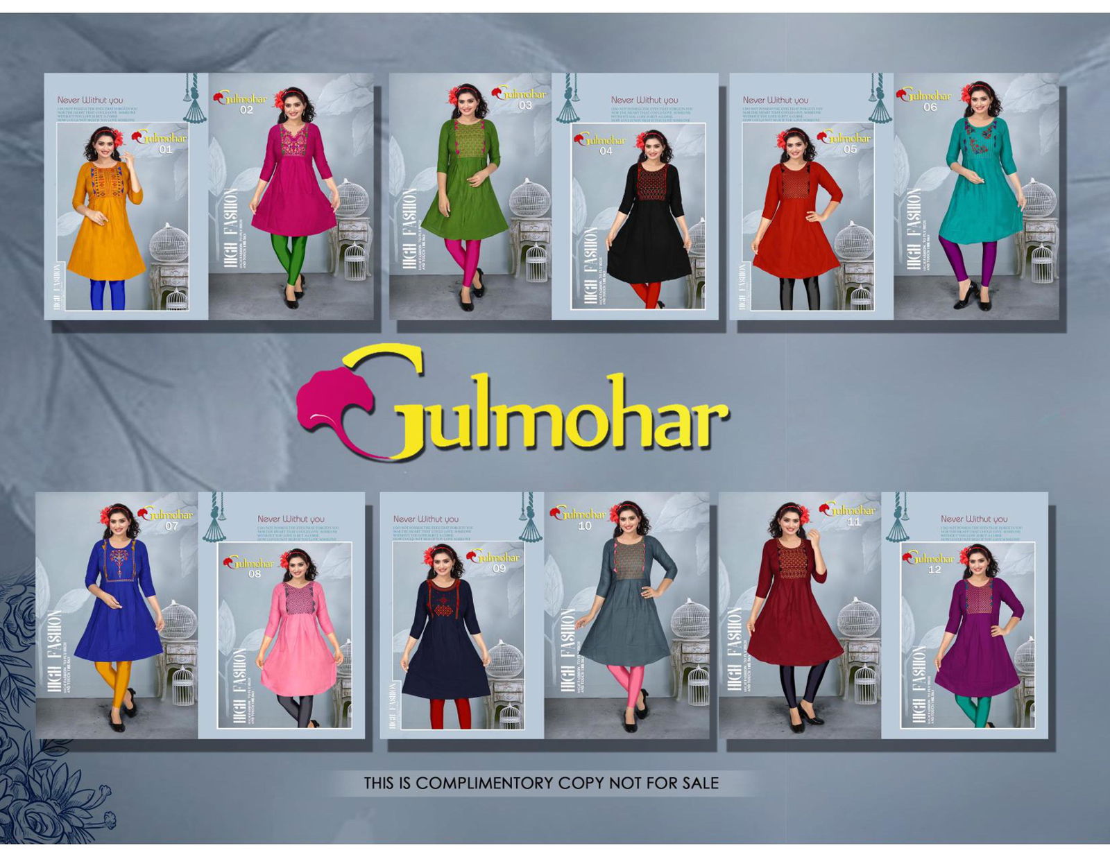 Pooja Gulmohar Casual Wear Rayon Embroidery Designer Kurtis Collection
